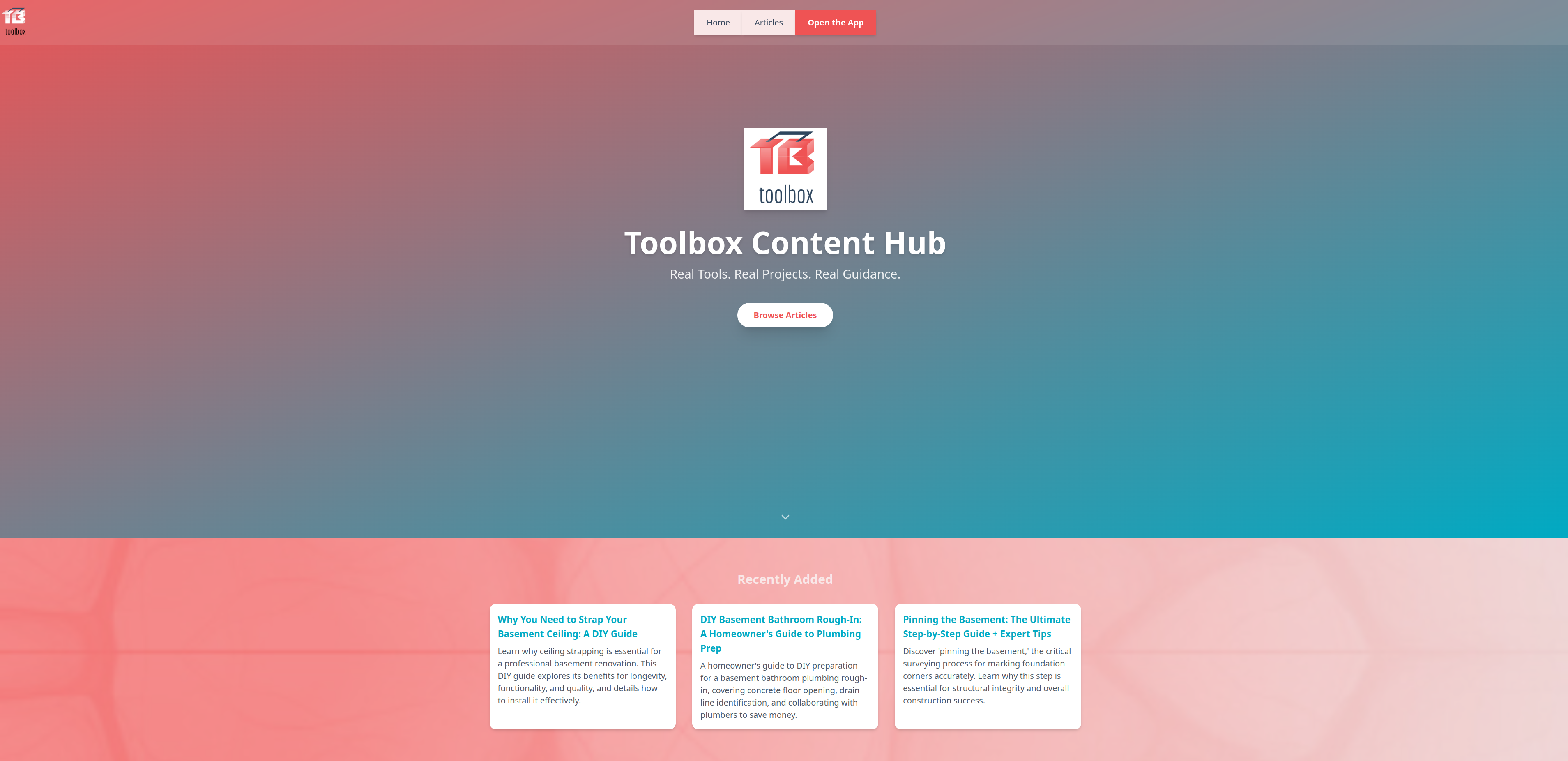 Toolbox Content Hub Home Page