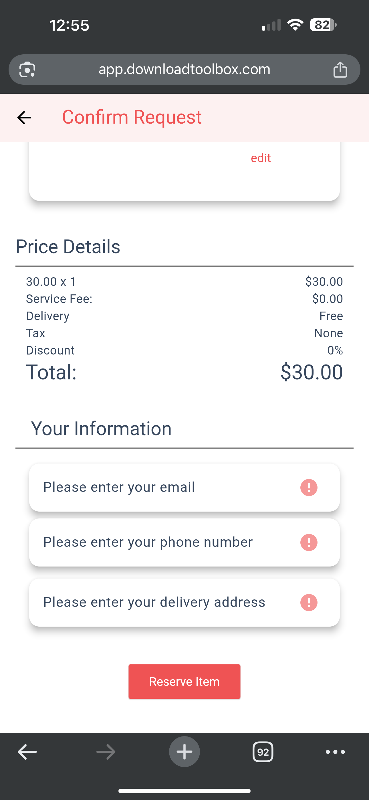 Use Journey: Final Price Details and User Information Entry